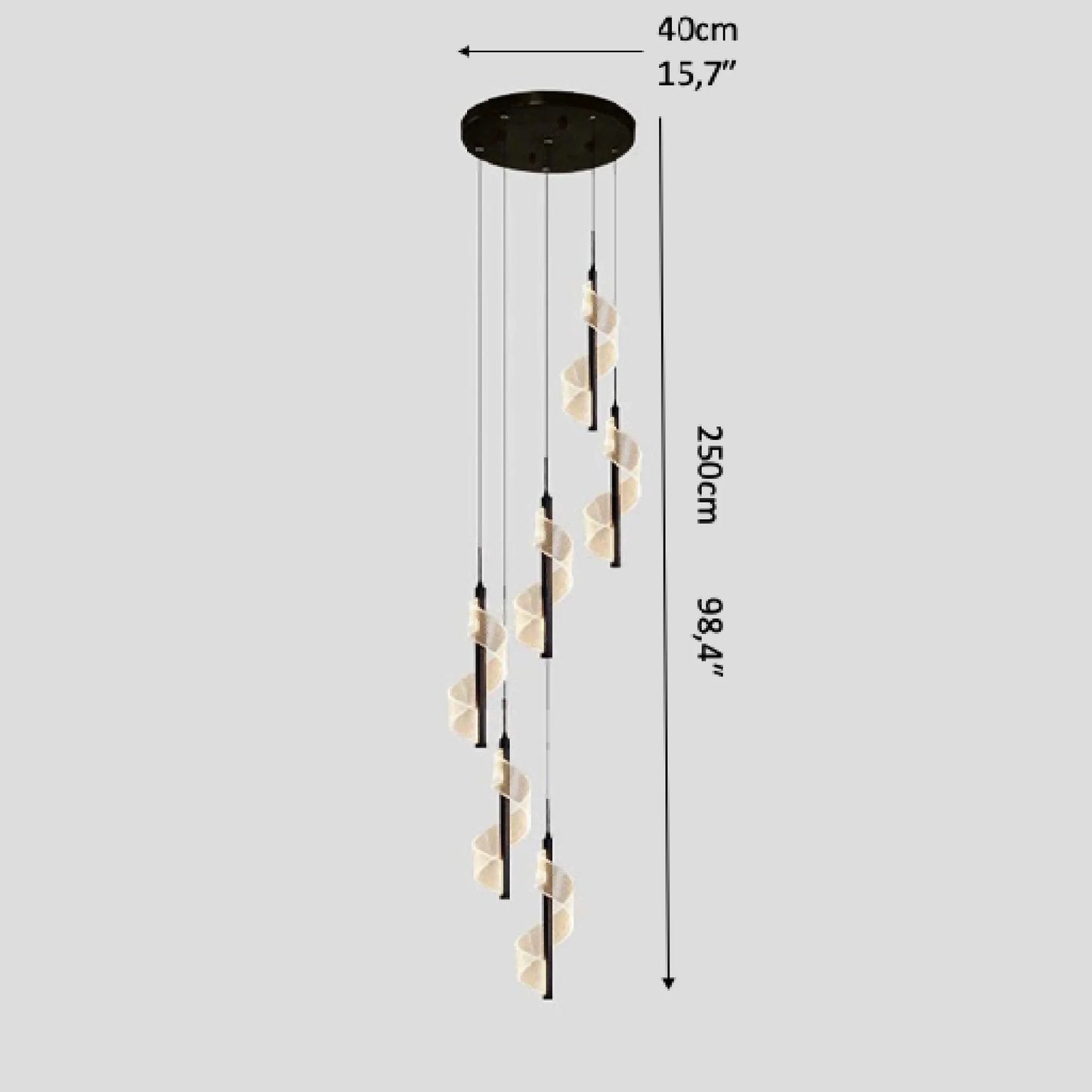 Vael Long Spiral LED Pendant Chandelier - Chandeliers | Lucera Lighting