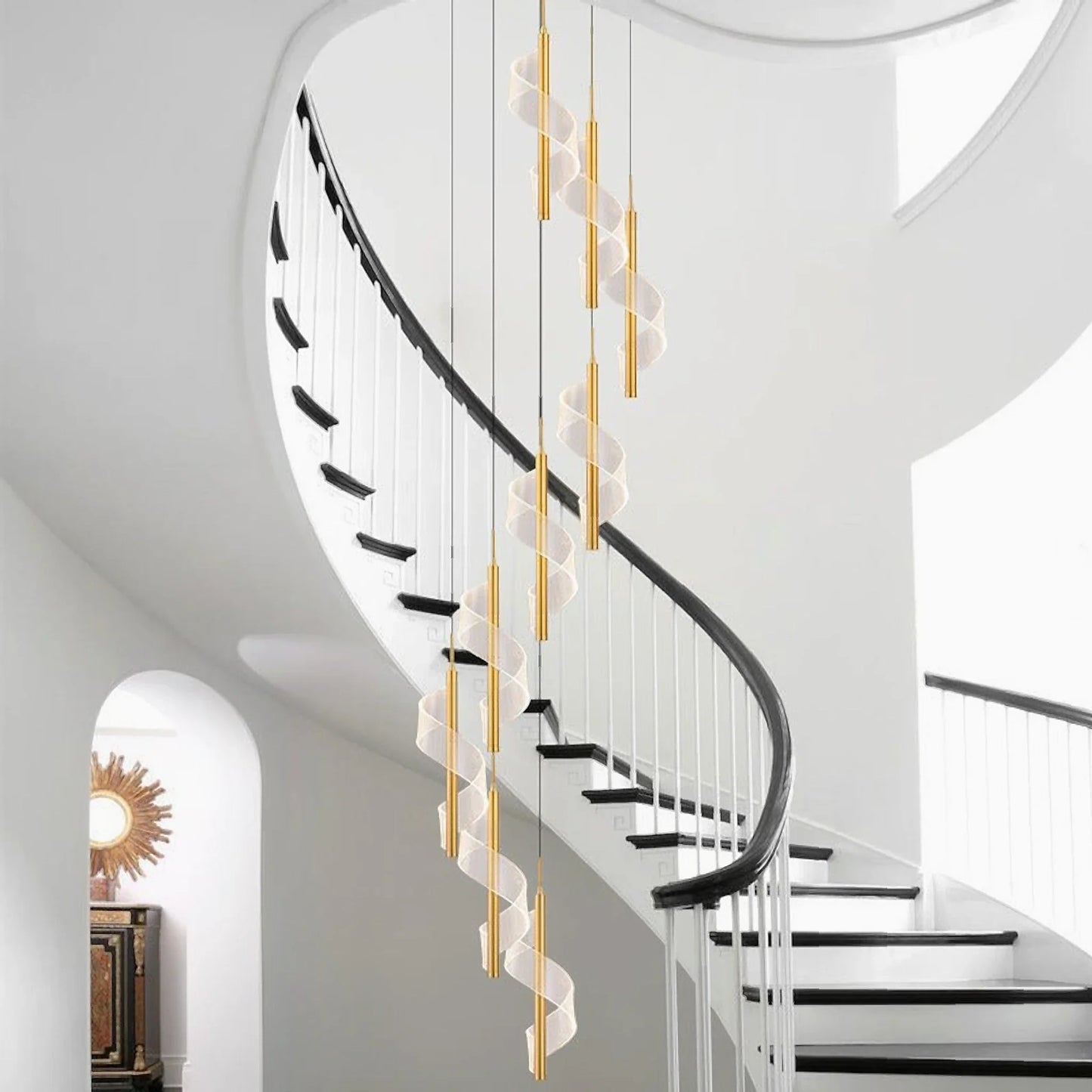 Vael Long Spiral LED Pendant Chandelier - Chandeliers | Lucera Lighting
