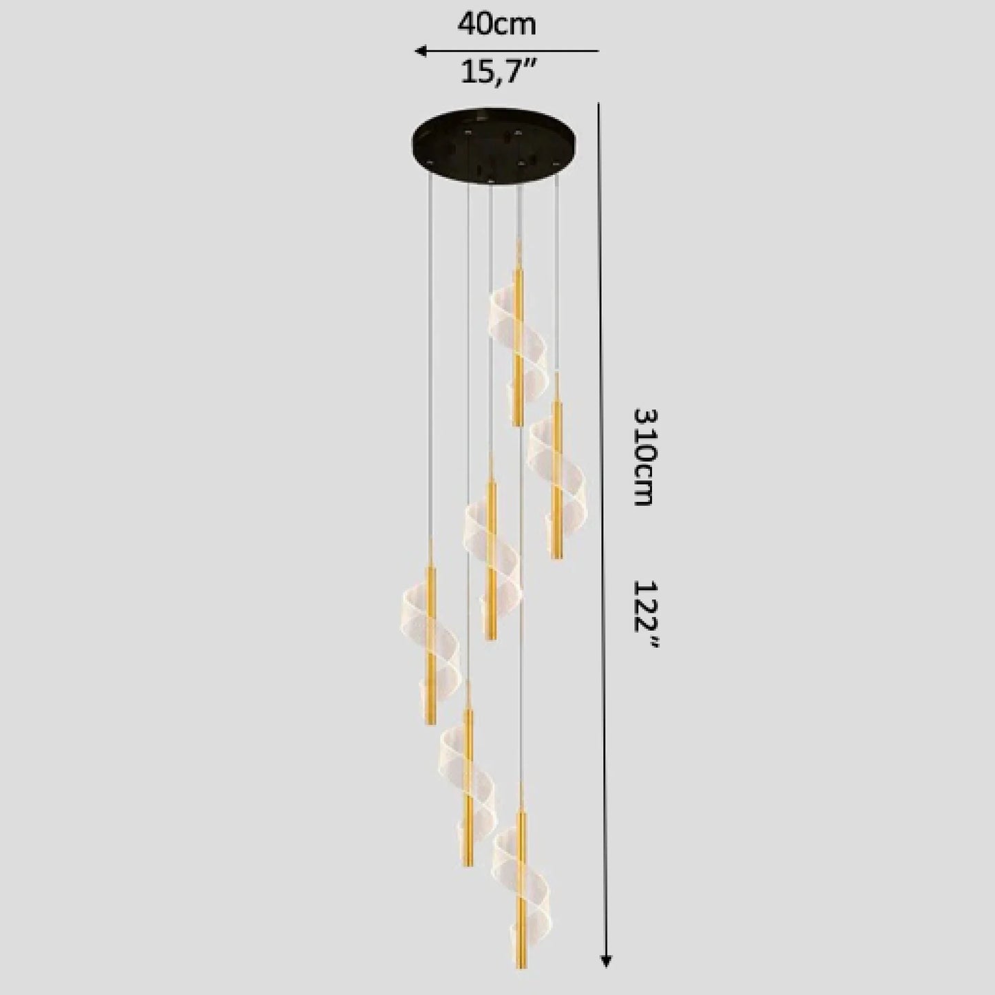 Vael Long Spiral LED Pendant Chandelier - Chandeliers | Lucera Lighting