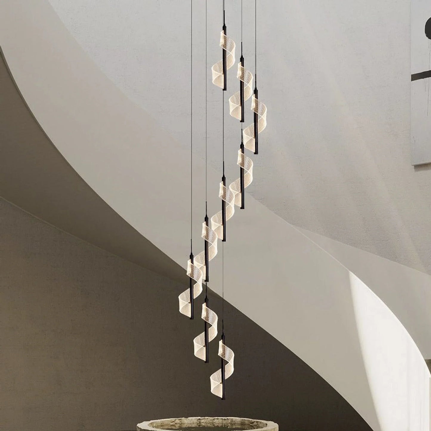 Vael Long Spiral LED Pendant Chandelier - Chandeliers | Lucera Lighting