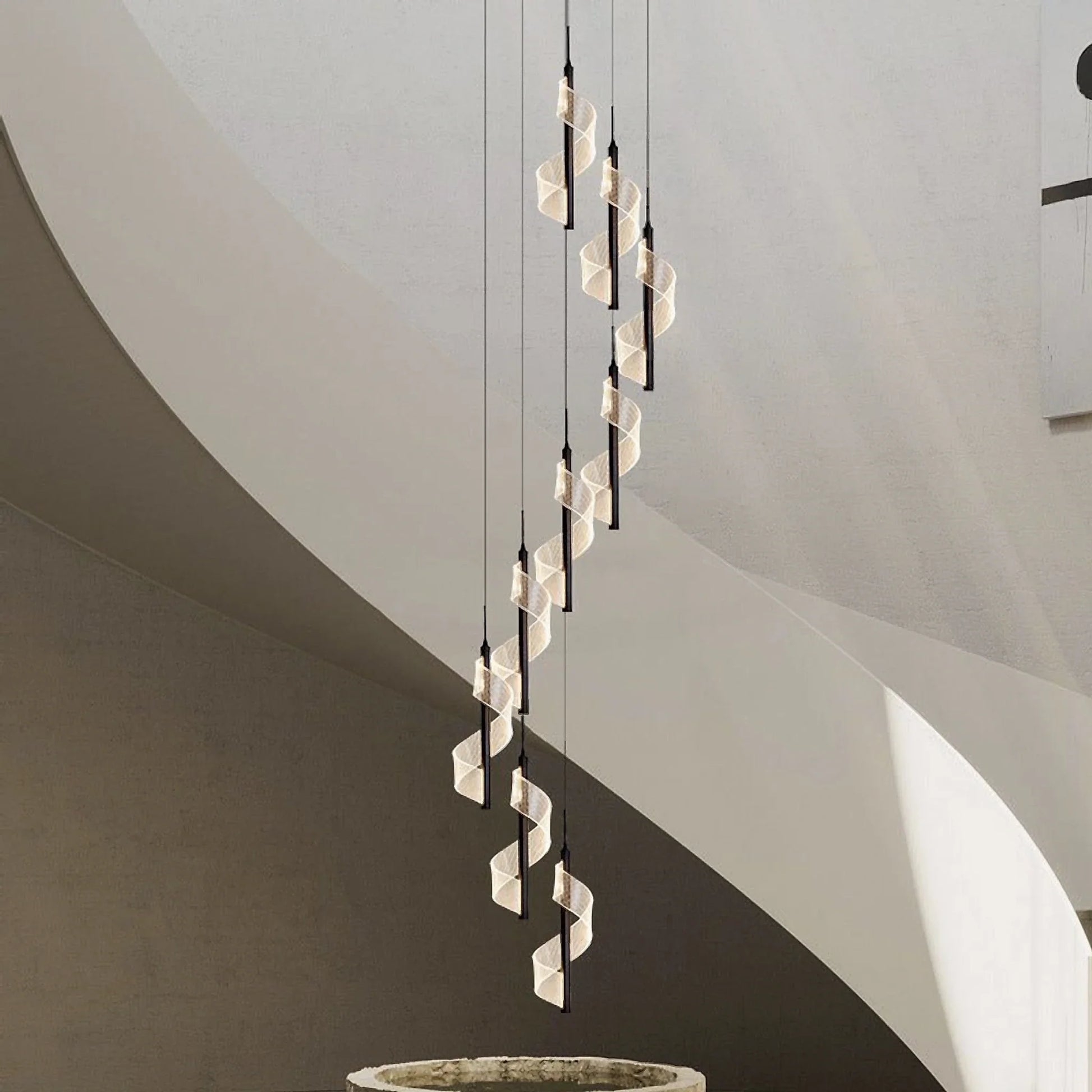 Vael Long Spiral LED Pendant Chandelier - Chandeliers | Lucera Lighting