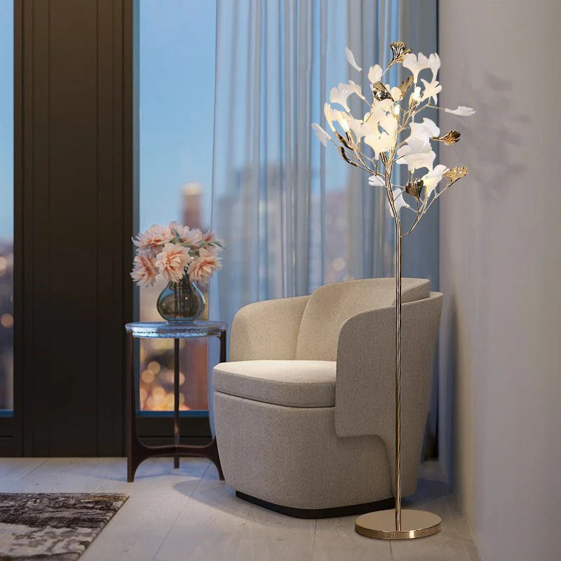 Beryl Ginkgo Leaves LED Floor Lamp - Chandeliers | Lucera Lighting