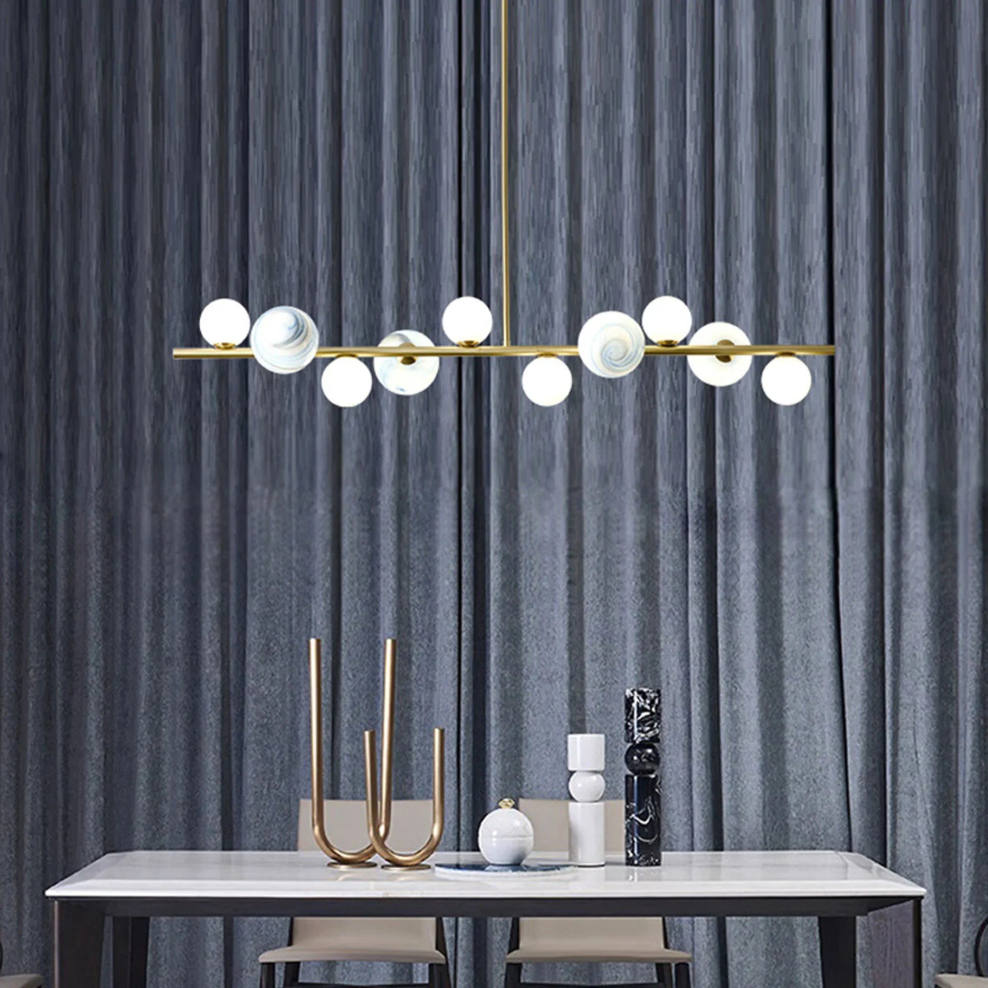 Ran Linear Chandelier for Dining Room - Pendant Lights | Lucera Lighting