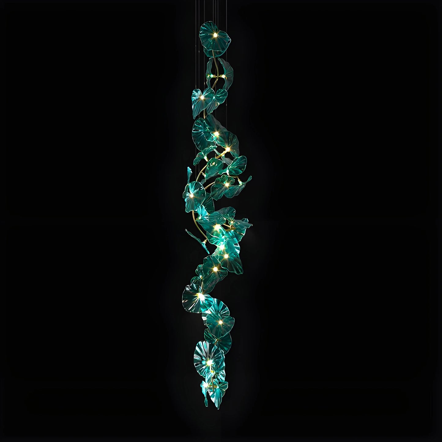 Carnelian Green Glass Leaves Pendant Chandelier - Chandeliers | Lucera Lighting
