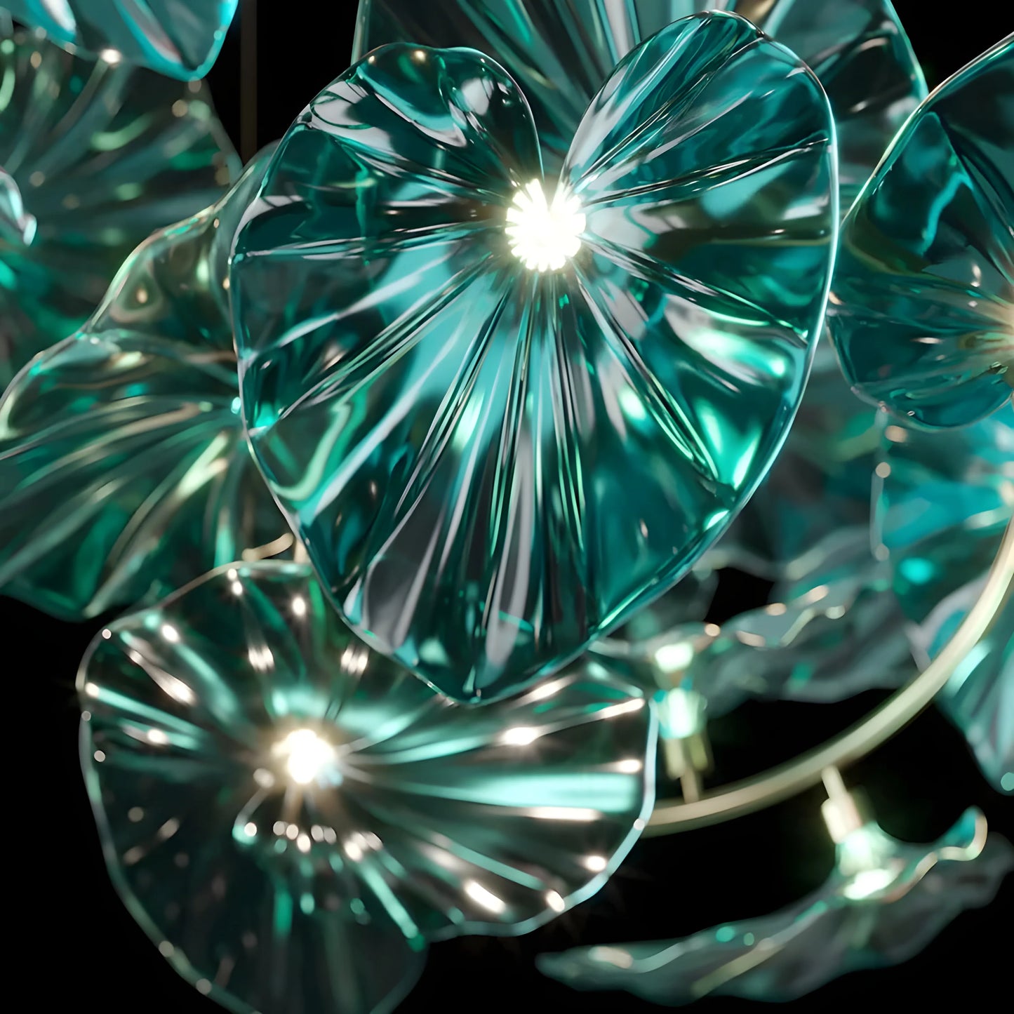 Carnelian Green Glass Leaves Pendant Chandelier - Chandeliers | Lucera Lighting