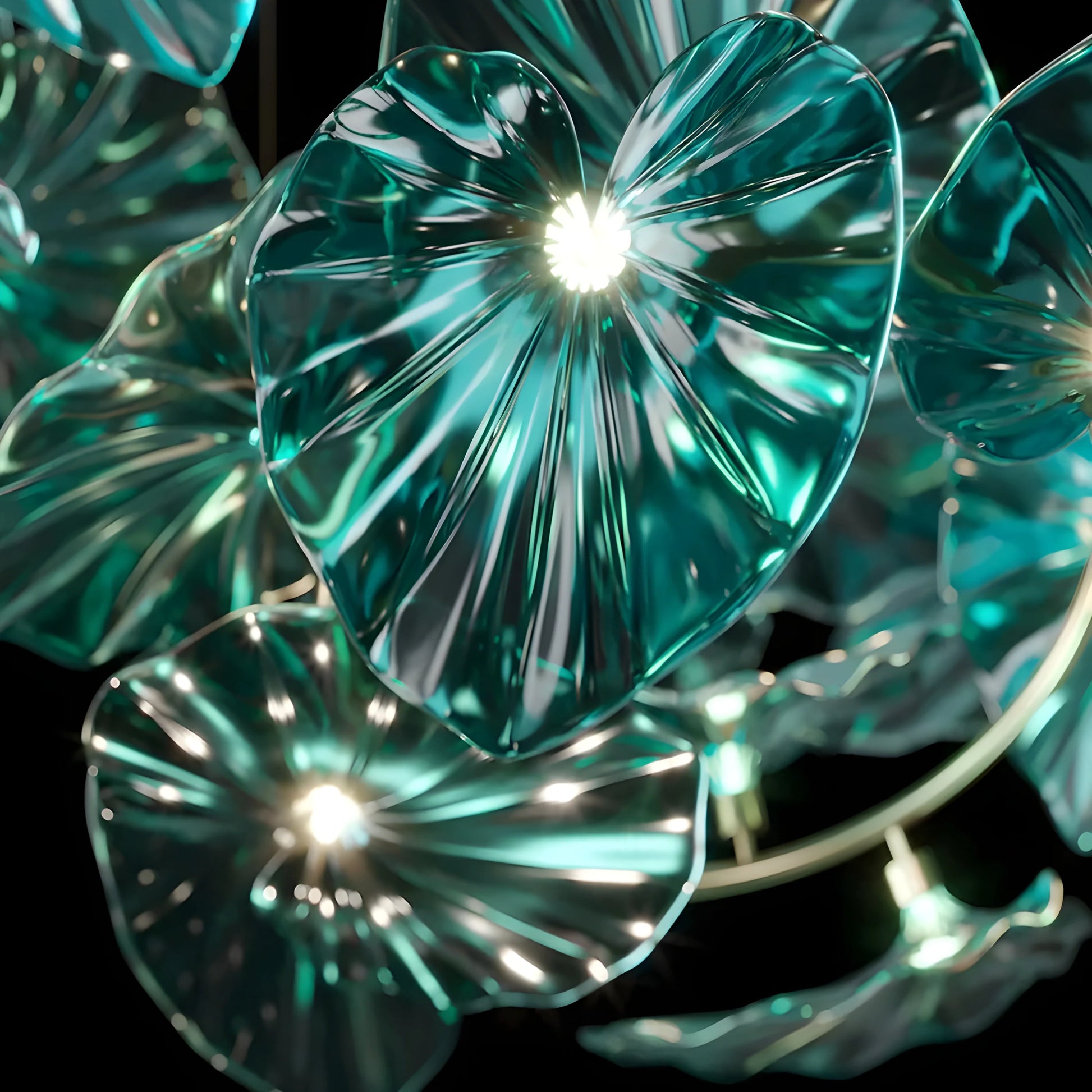 Carnelian Green Glass Leaves Pendant Chandelier - Chandeliers | Lucera Lighting