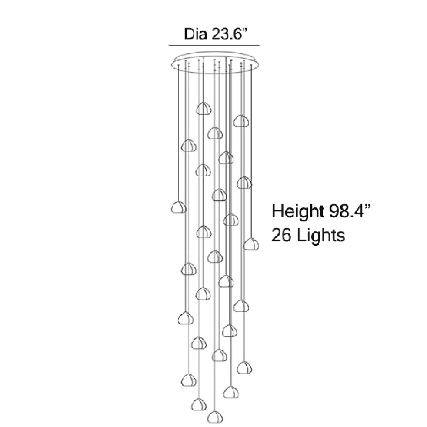 Toadflax Crystal Raindrop Staircase Chandelier - Chandeliers | Lucera Lighting
