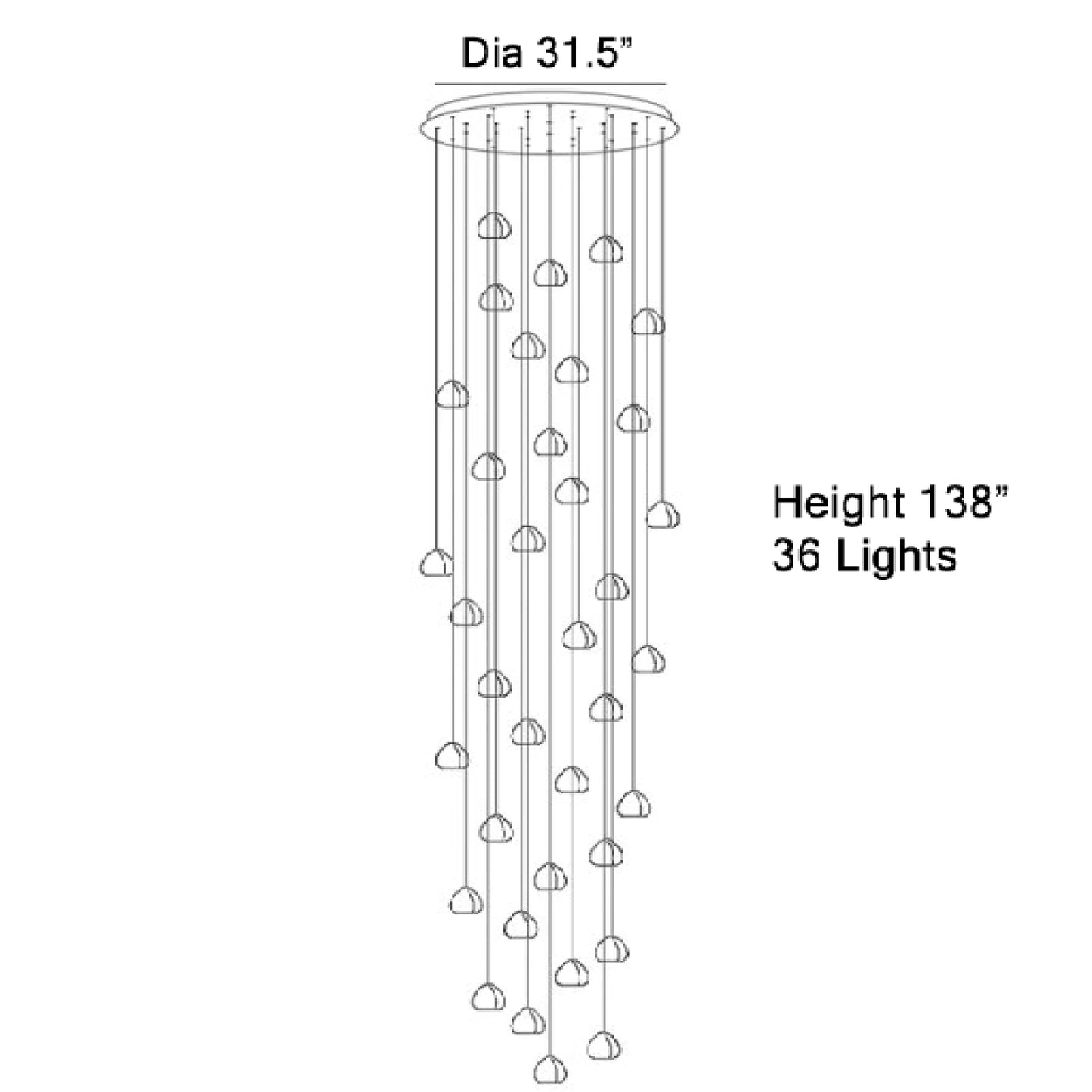Toadflax Crystal Raindrop Staircase Chandelier - Chandeliers | Lucera Lighting
