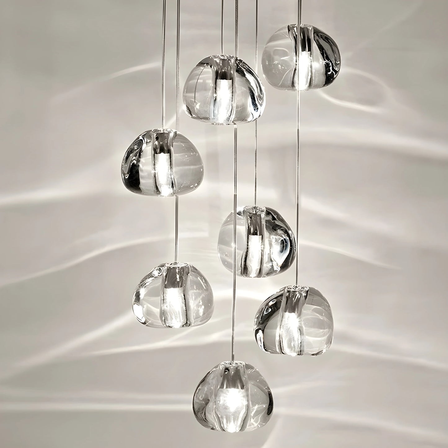 Toadflax Crystal Raindrop Staircase Chandelier - Chandeliers | Lucera Lighting