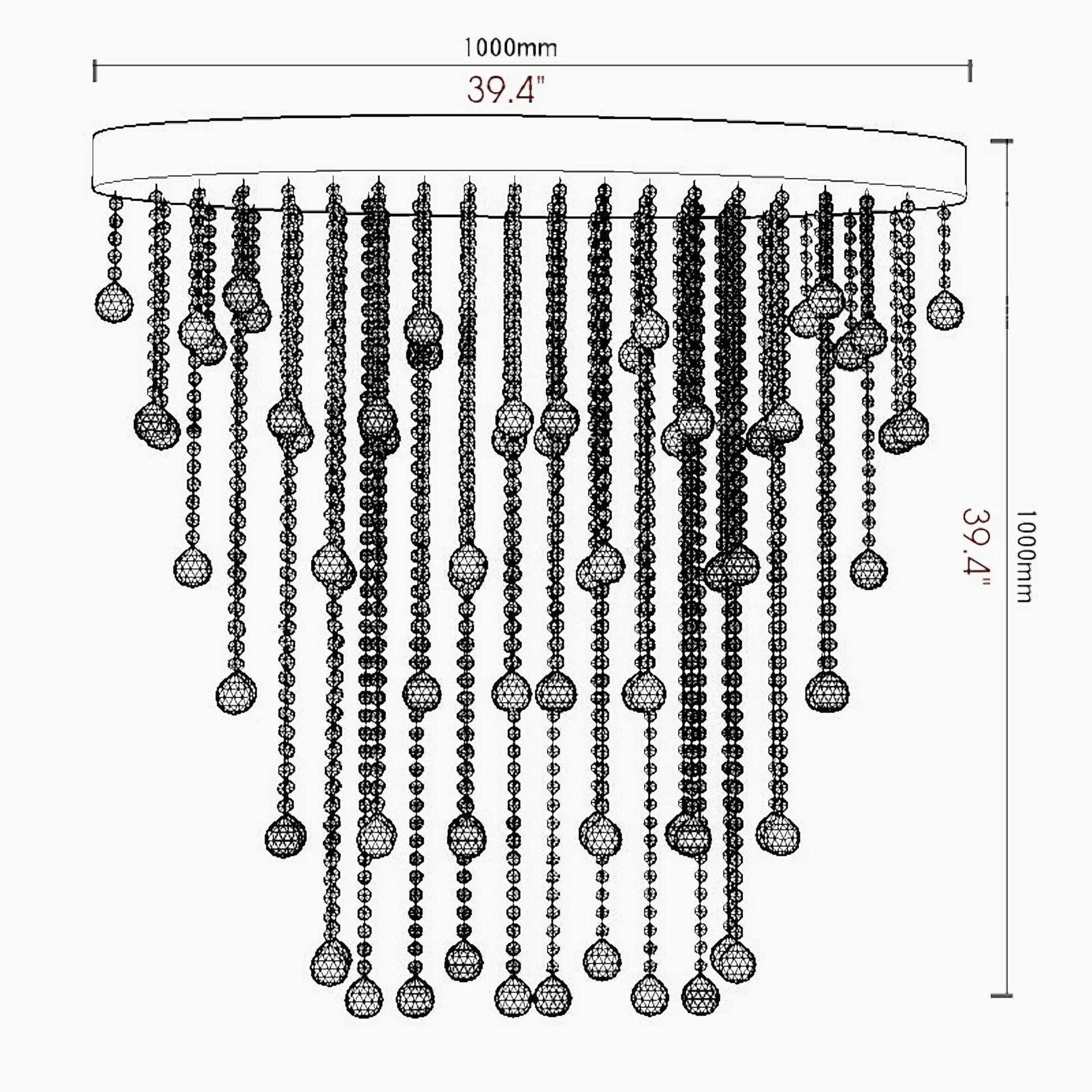 Fern Lux Oval LED Crystal Waterfall Chandelier - Chandeliers | Lucera Lighting