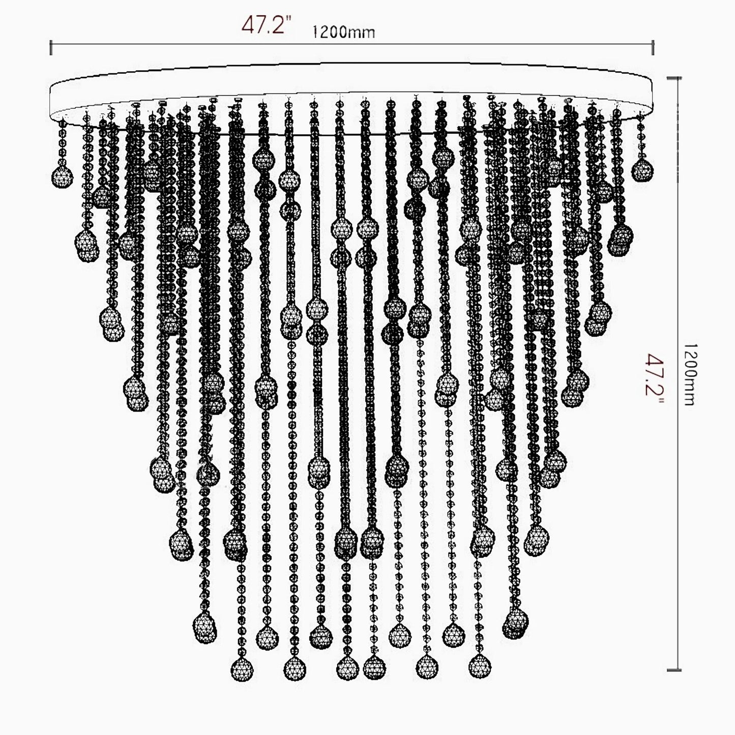 Fern Lux Oval LED Crystal Waterfall Chandelier - Chandeliers | Lucera Lighting
