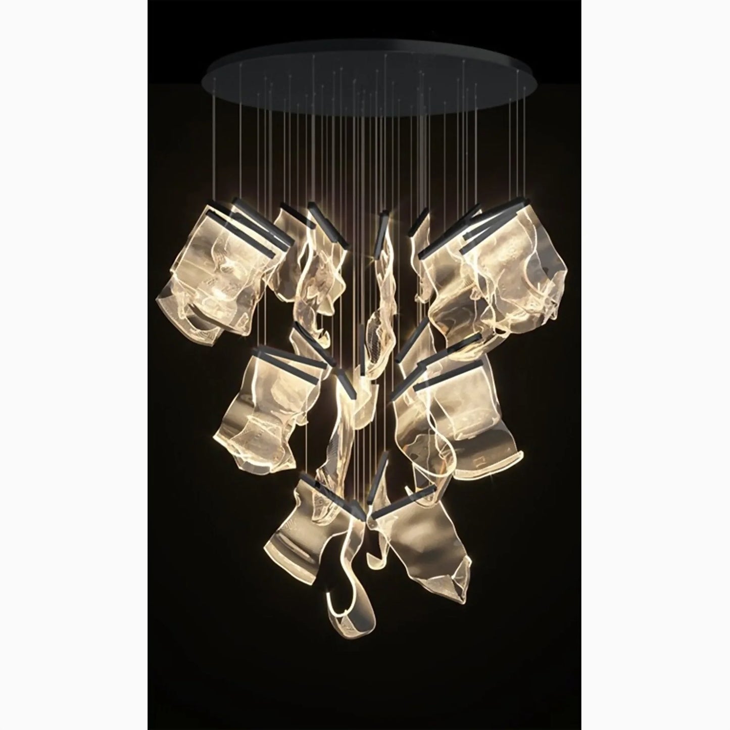 Feldspar Silk Design Gold Pendant Light for Staircase - Chandeliers | Lucera Lighting
