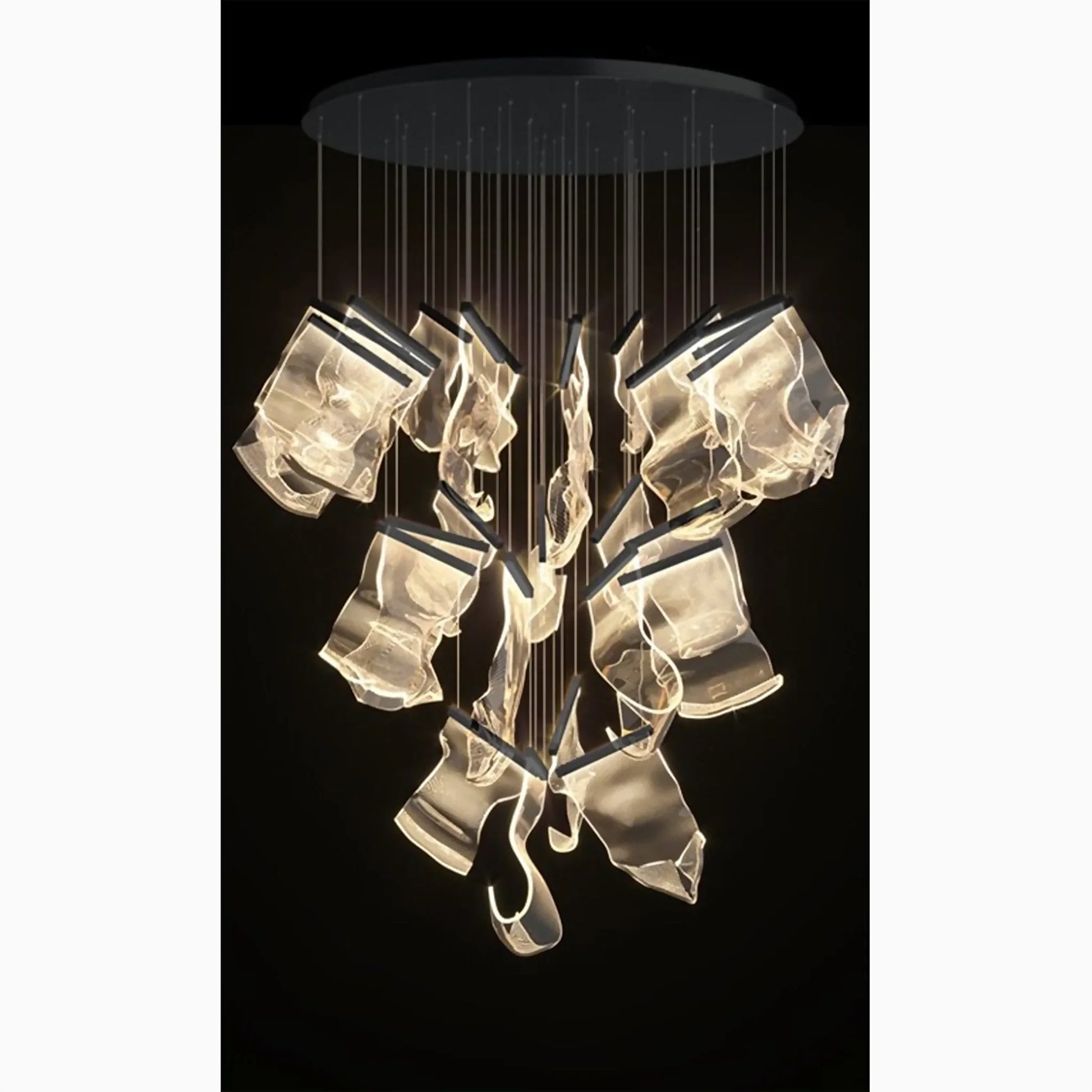 Feldspar Silk Design Gold Pendant Light for Staircase - Chandeliers | Lucera Lighting