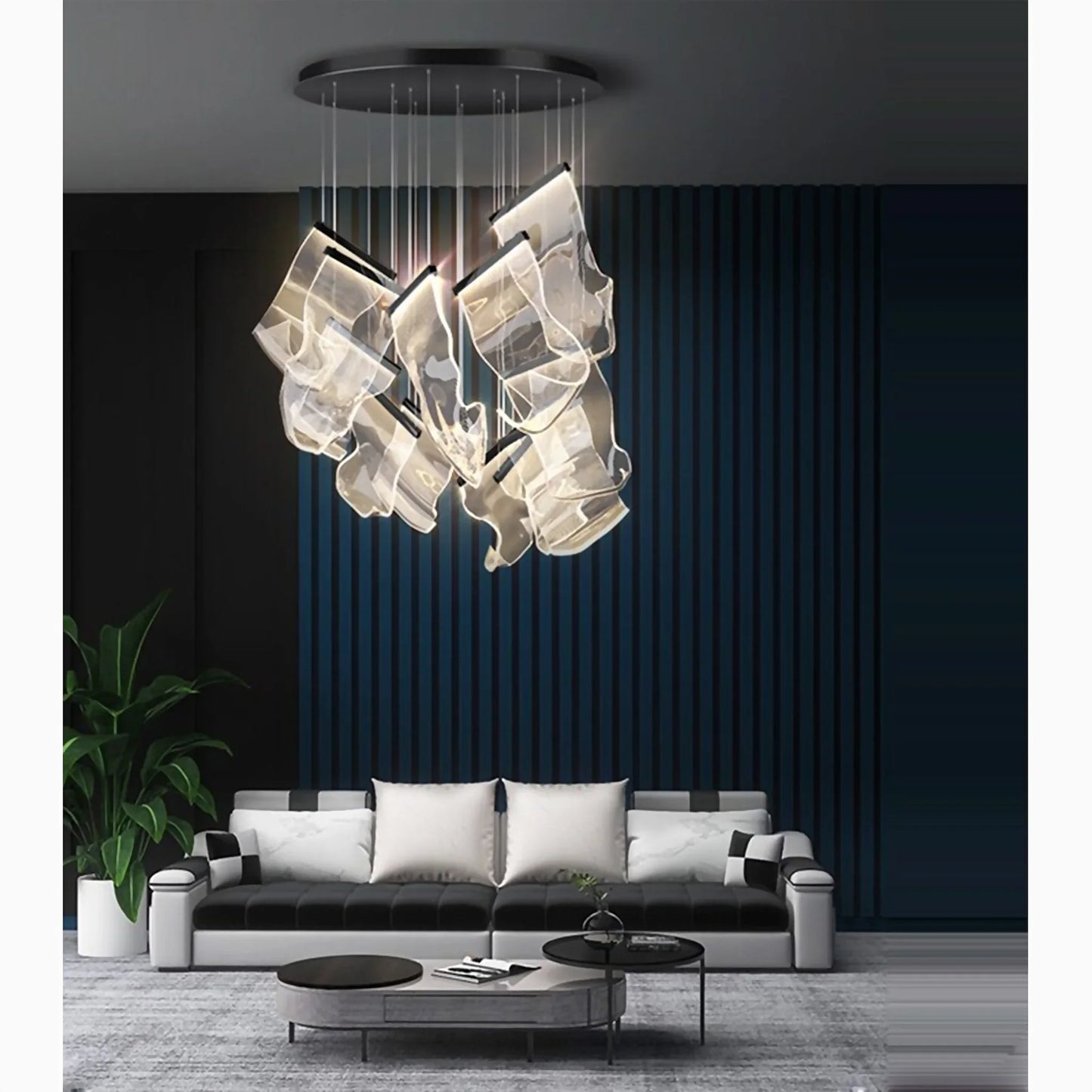 Feldspar Silk Design Gold Pendant Light for Staircase - Chandeliers | Lucera Lighting