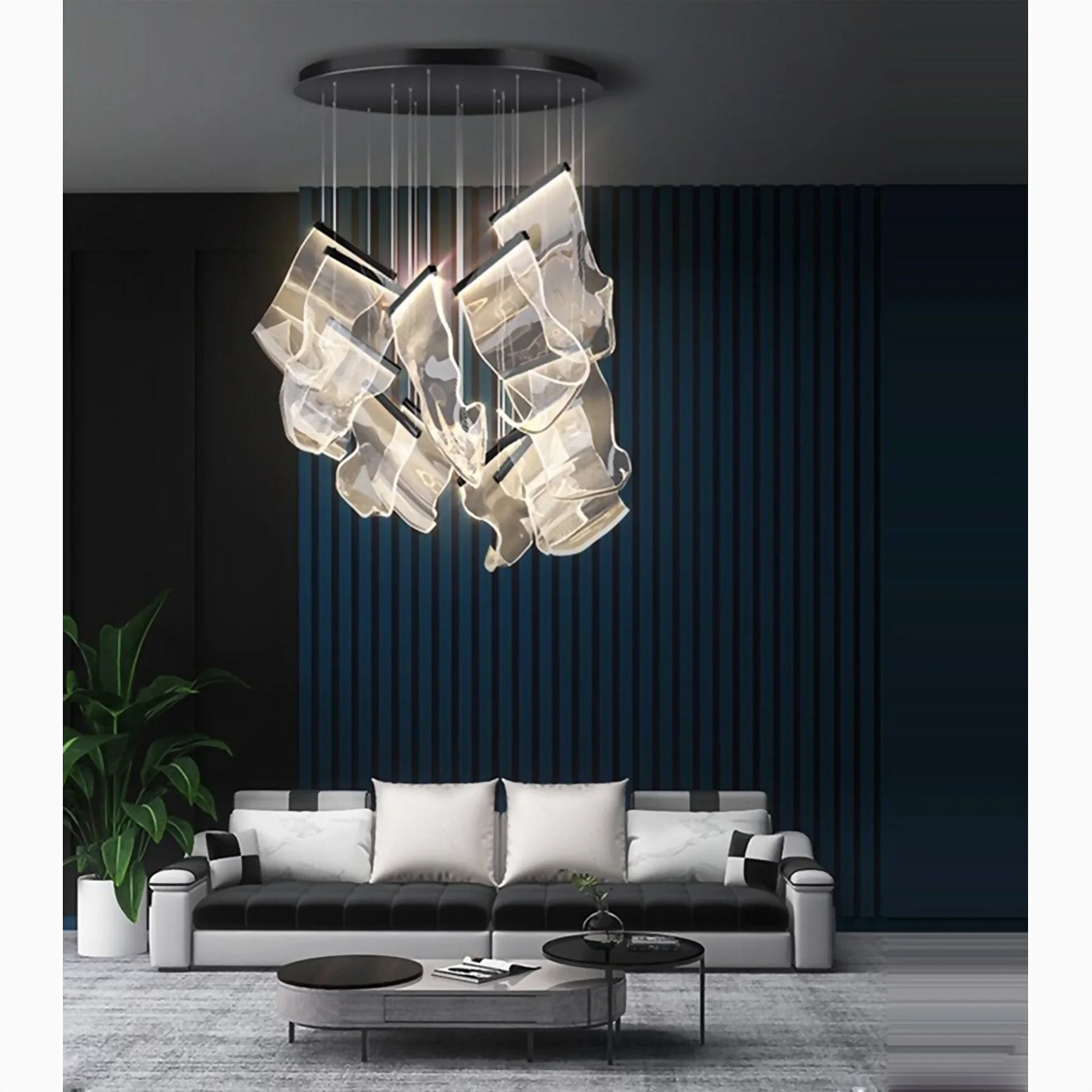 Feldspar Silk Design Gold Pendant Light for Staircase - Chandeliers | Lucera Lighting
