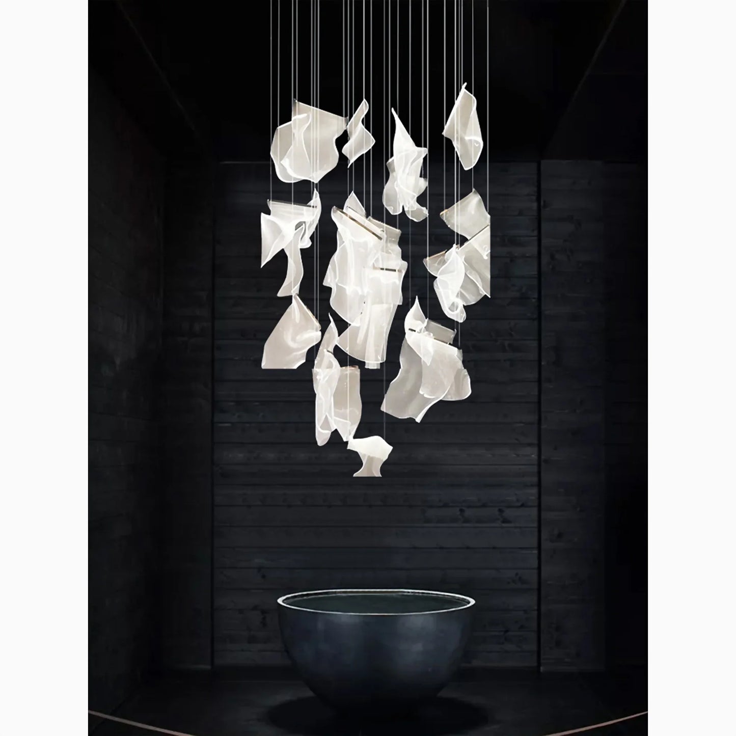 Feldspar Silk Design Gold Pendant Light for Staircase - Chandeliers | Lucera Lighting