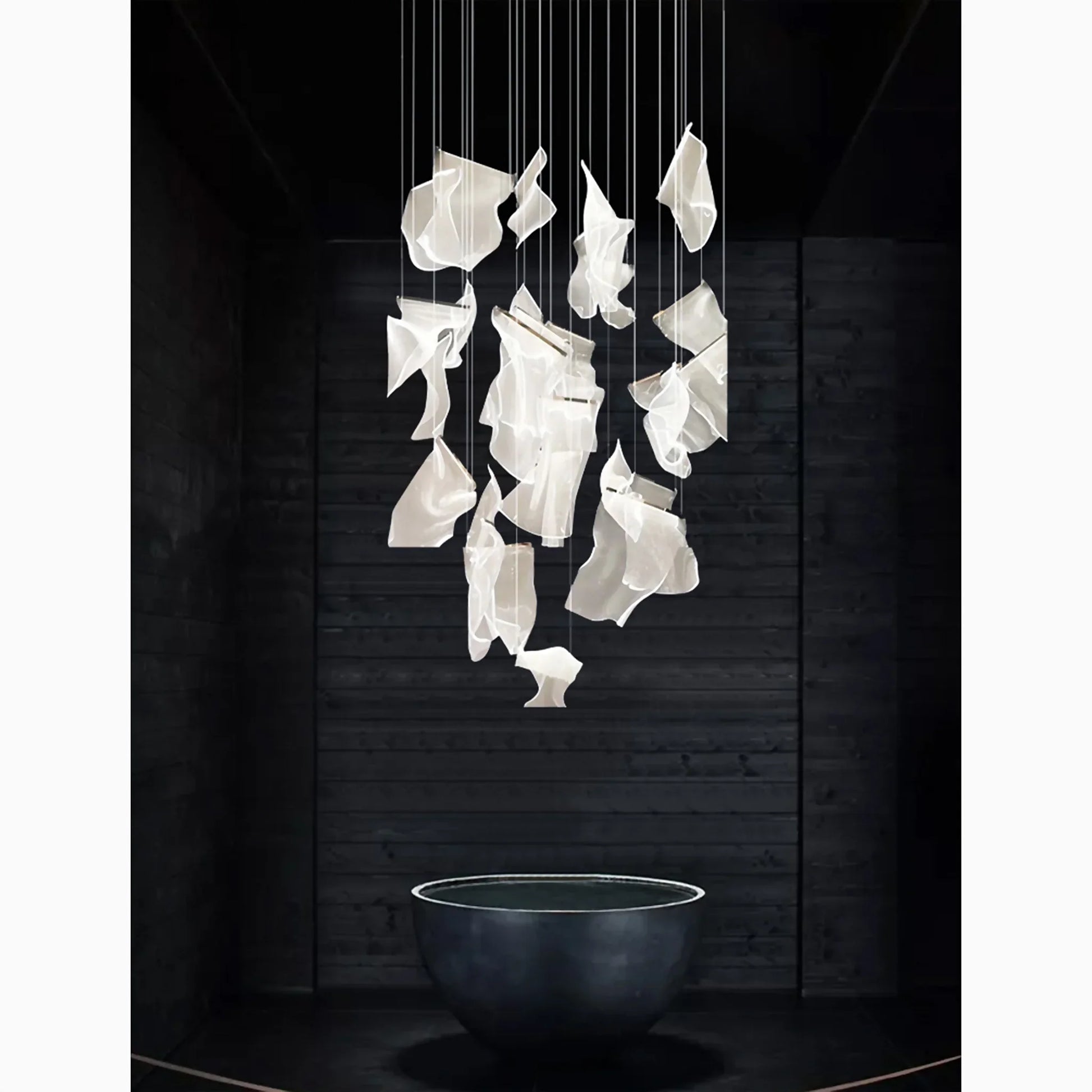 Feldspar Silk Design Gold Pendant Light for Staircase - Chandeliers | Lucera Lighting