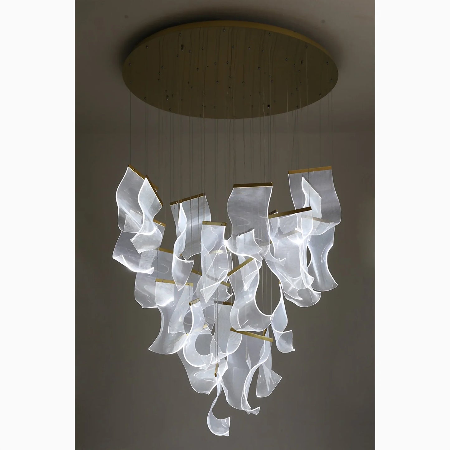 Feldspar Silk Design Gold Pendant Light for Staircase - Chandeliers | Lucera Lighting