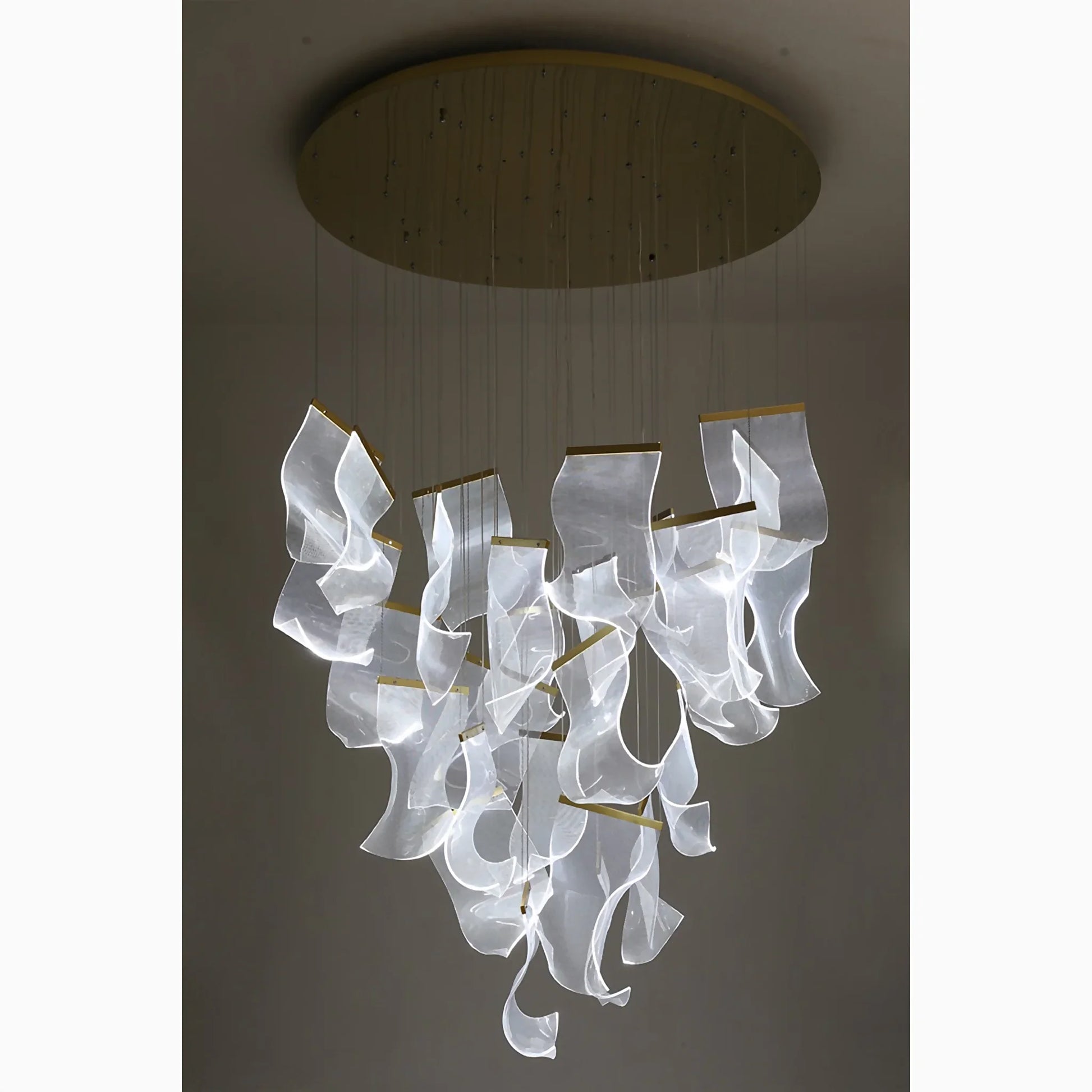 Feldspar Silk Design Gold Pendant Light for Staircase - Chandeliers | Lucera Lighting