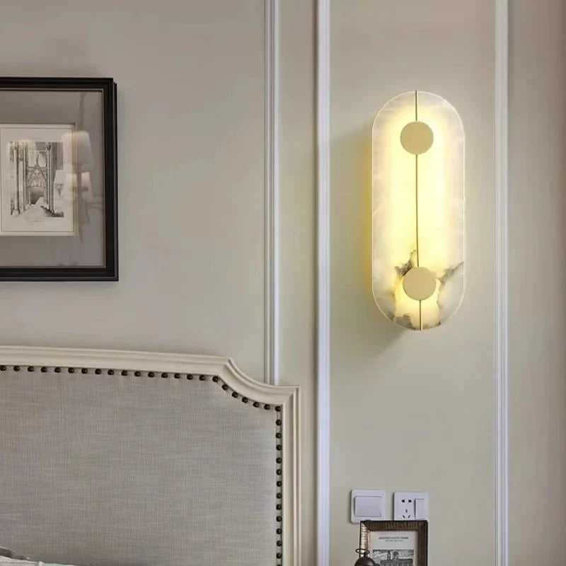 Turret Copper Marble Wall Lamp for Living Room - Wall Lights & Sconces | Lucera Lighting