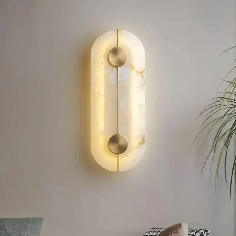 Turret Copper Marble Wall Lamp for Living Room - Wall Lights & Sconces | Lucera Lighting