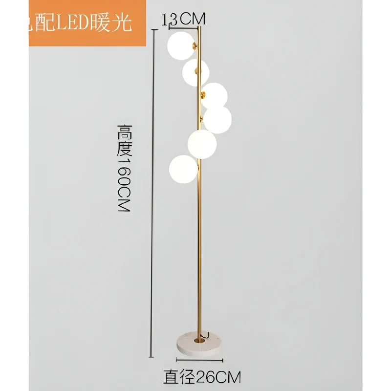 Morganite Spiral Floor Lamp with Glass Balls - Lamps | Lucera Lighting