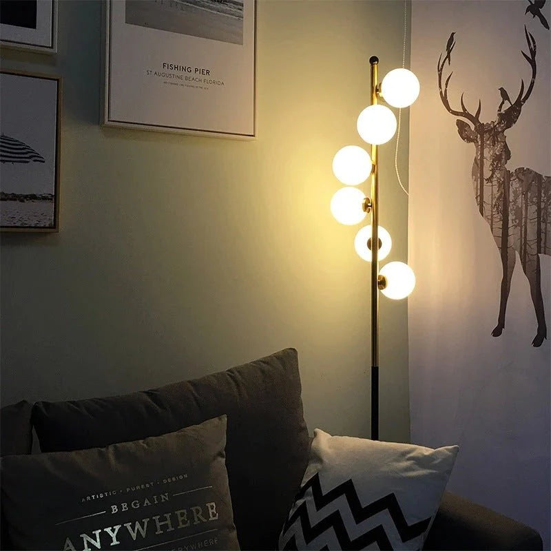Morganite Spiral Floor Lamp with Glass Balls - Lamps | Lucera Lighting