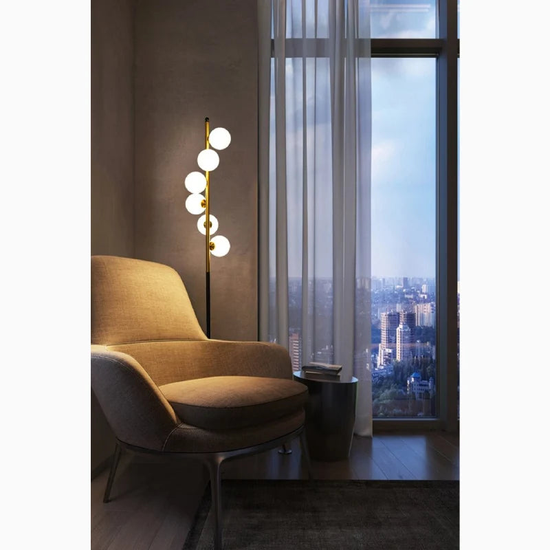Morganite Spiral Floor Lamp with Glass Balls - Lamps | Lucera Lighting