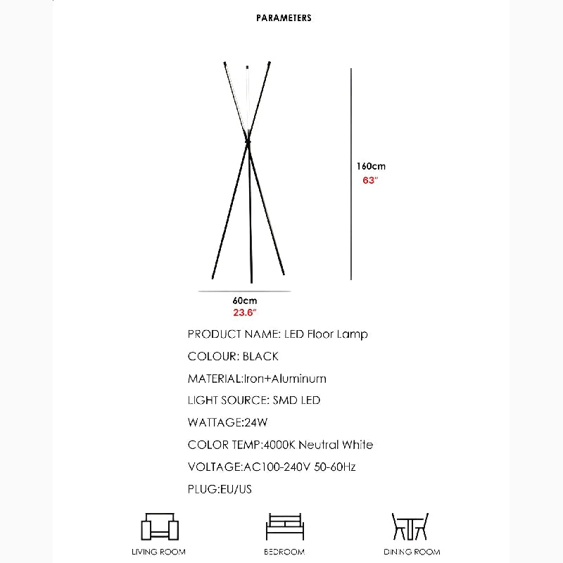 Iolite Post Modern Black LED Minimalistic Floor Lamp - Lamps | Lucera Lighting