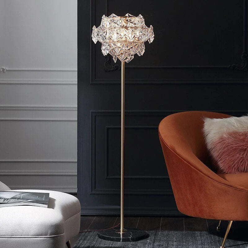 Sunstone Crystal & Marble Floor Lamp - Lamps | Lucera Lighting