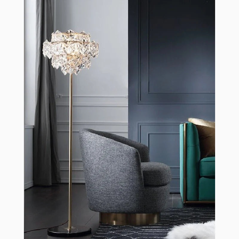 Sunstone Crystal & Marble Floor Lamp - Lamps | Lucera Lighting