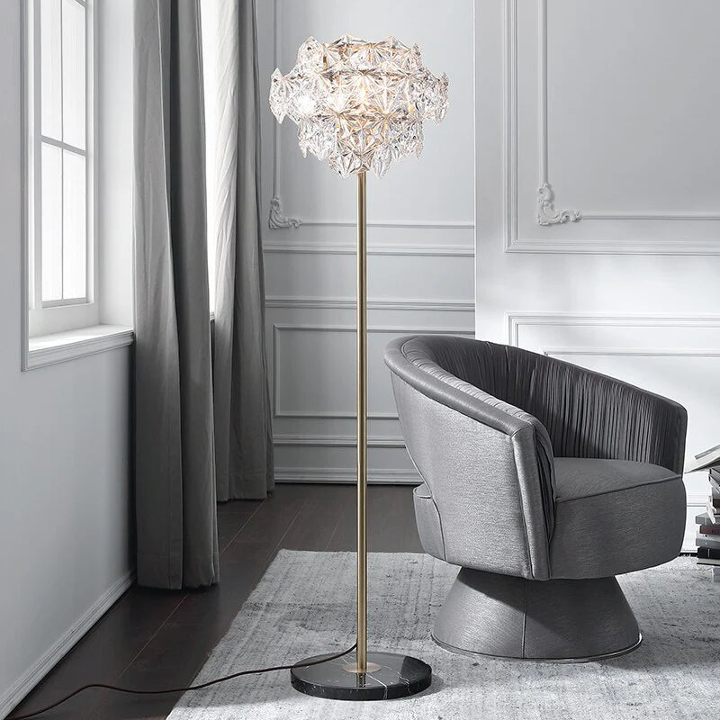 Sunstone Crystal & Marble Floor Lamp - Lamps | Lucera Lighting