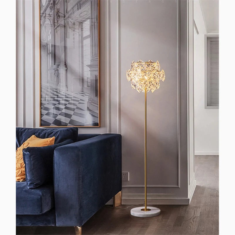 Sunstone Crystal & Marble Floor Lamp - Lamps | Lucera Lighting