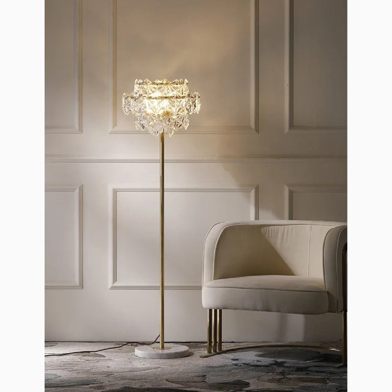 Sunstone Crystal & Marble Floor Lamp - Lamps | Lucera Lighting