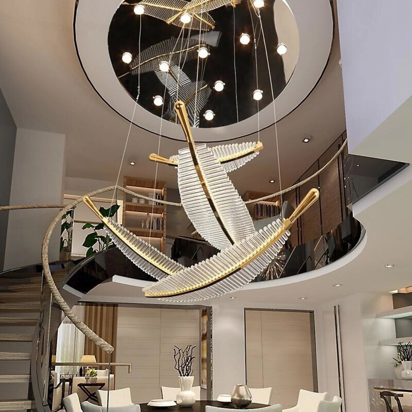 Wisteria Crystal Gold Leaves Pendant Chandelier - Pendant Lights | Lucera Lighting
