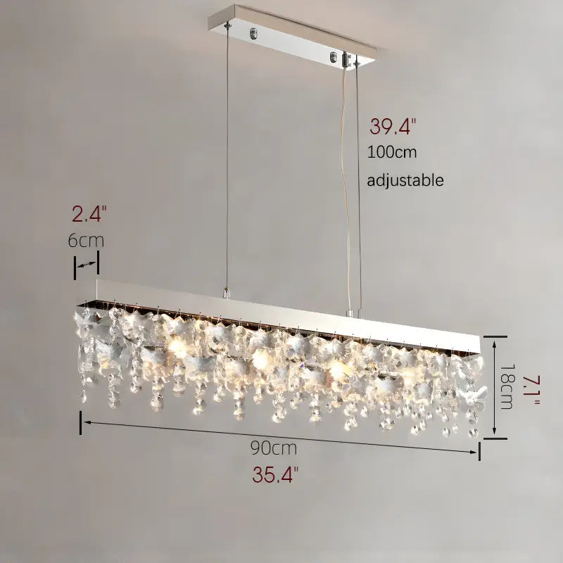 Hlin Chrome Rectangular Crystal LED Chandelier - Chandeliers | Lucera Lighting