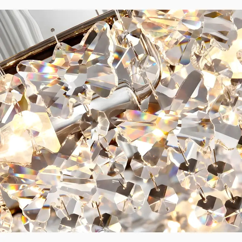 Hlin Chrome Rectangular Crystal LED Chandelier - Chandeliers | Lucera Lighting