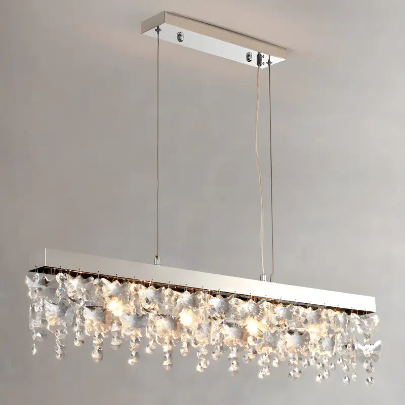 Hlin Chrome Rectangular Crystal LED Chandelier - Chandeliers | Lucera Lighting