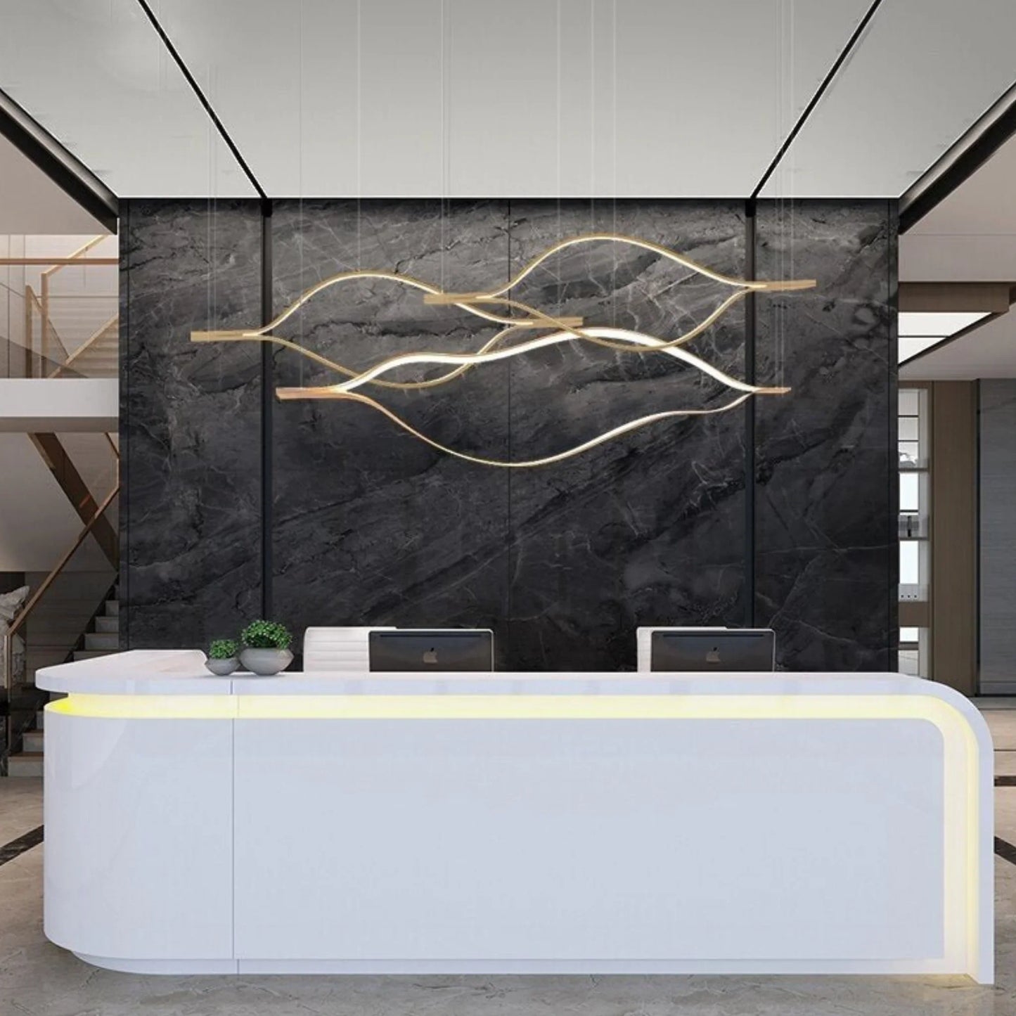 Campo Gold Wave Chandelier for Dining Room - Chandeliers | Lucera Lighting