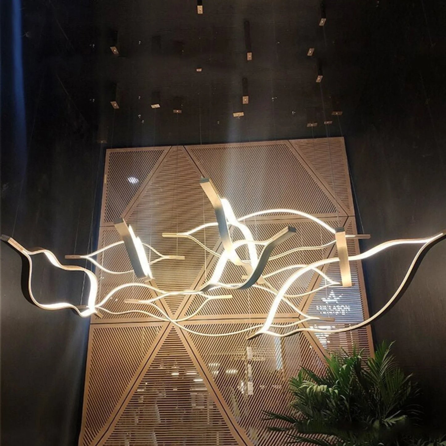 Campo Gold Wave Chandelier for Dining Room - Chandeliers | Lucera Lighting