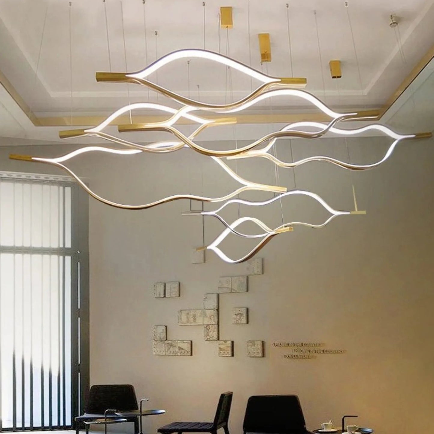 Campo Gold Wave Chandelier for Dining Room - Chandeliers | Lucera Lighting