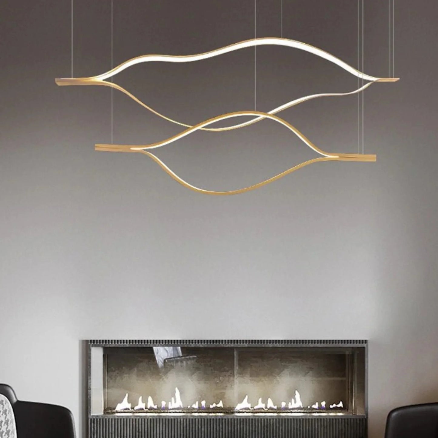 Campo Gold Wave Chandelier for Dining Room - Chandeliers | Lucera Lighting
