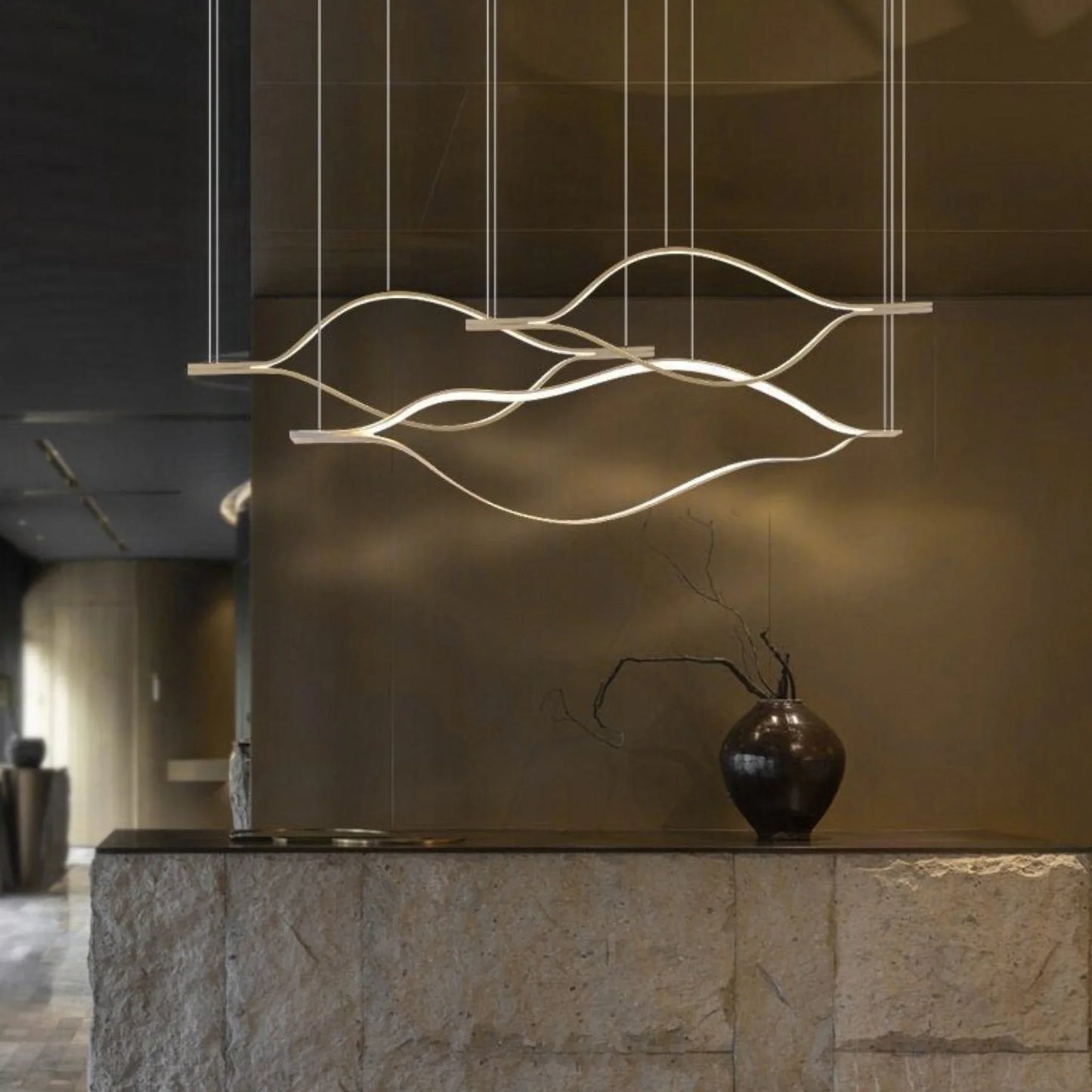 Campo Gold Wave Chandelier for Dining Room - Chandeliers | Lucera Lighting