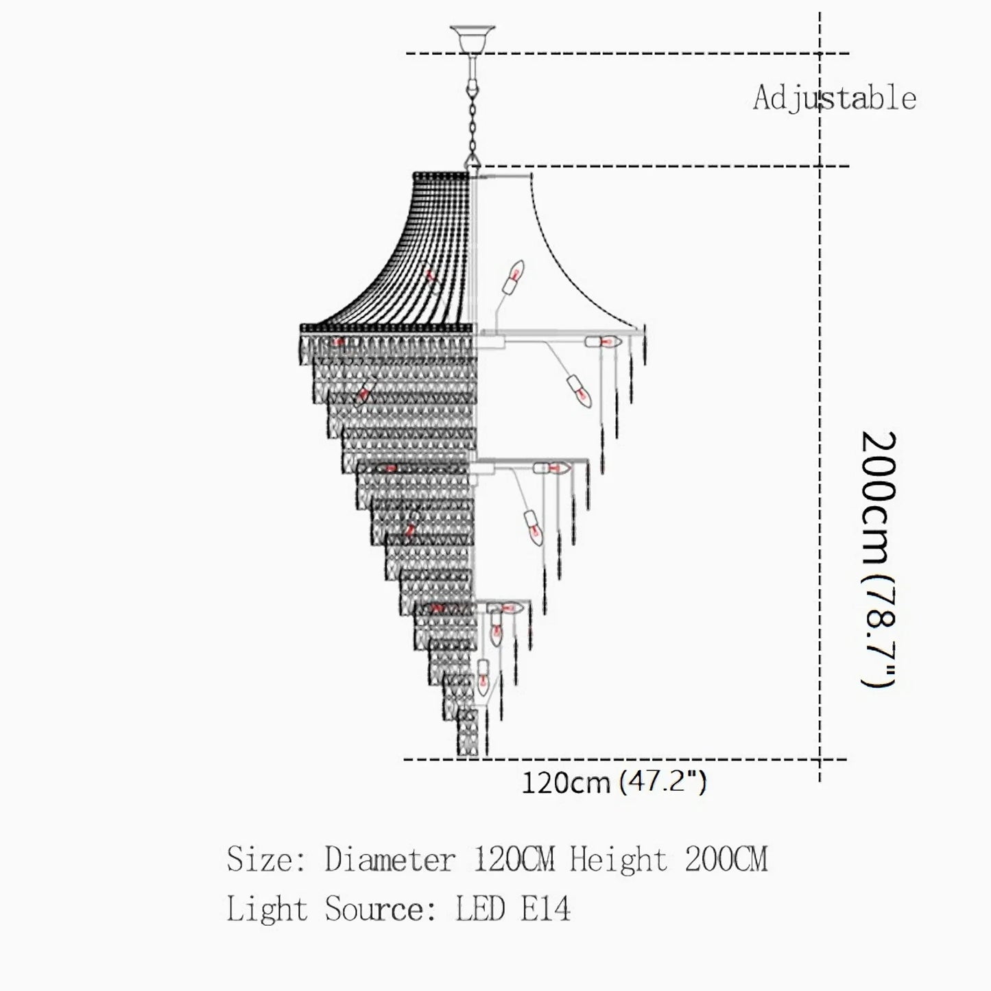 Dahlia Duplex Spiral Crystal Stairway Chandelier - Chandeliers | Lucera Lighting