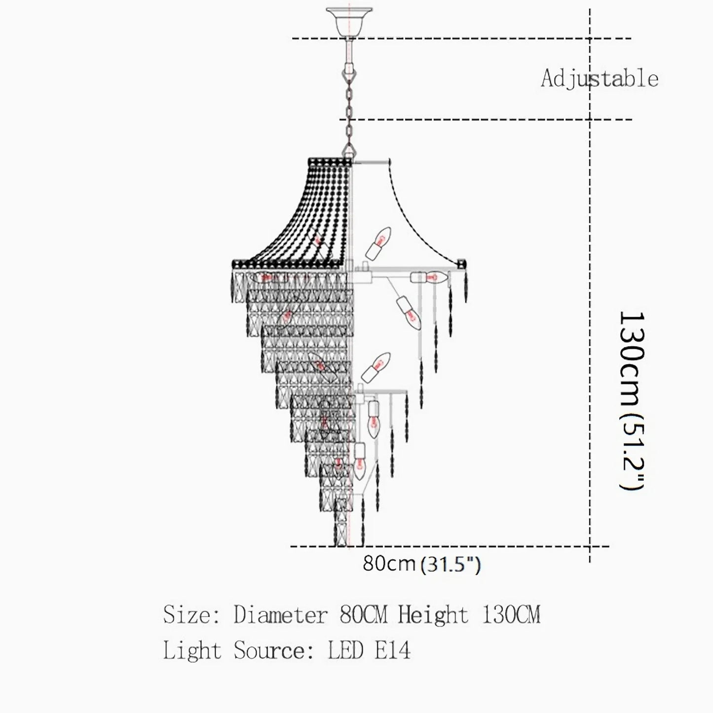 Dahlia Duplex Spiral Crystal Stairway Chandelier - Chandeliers | Lucera Lighting