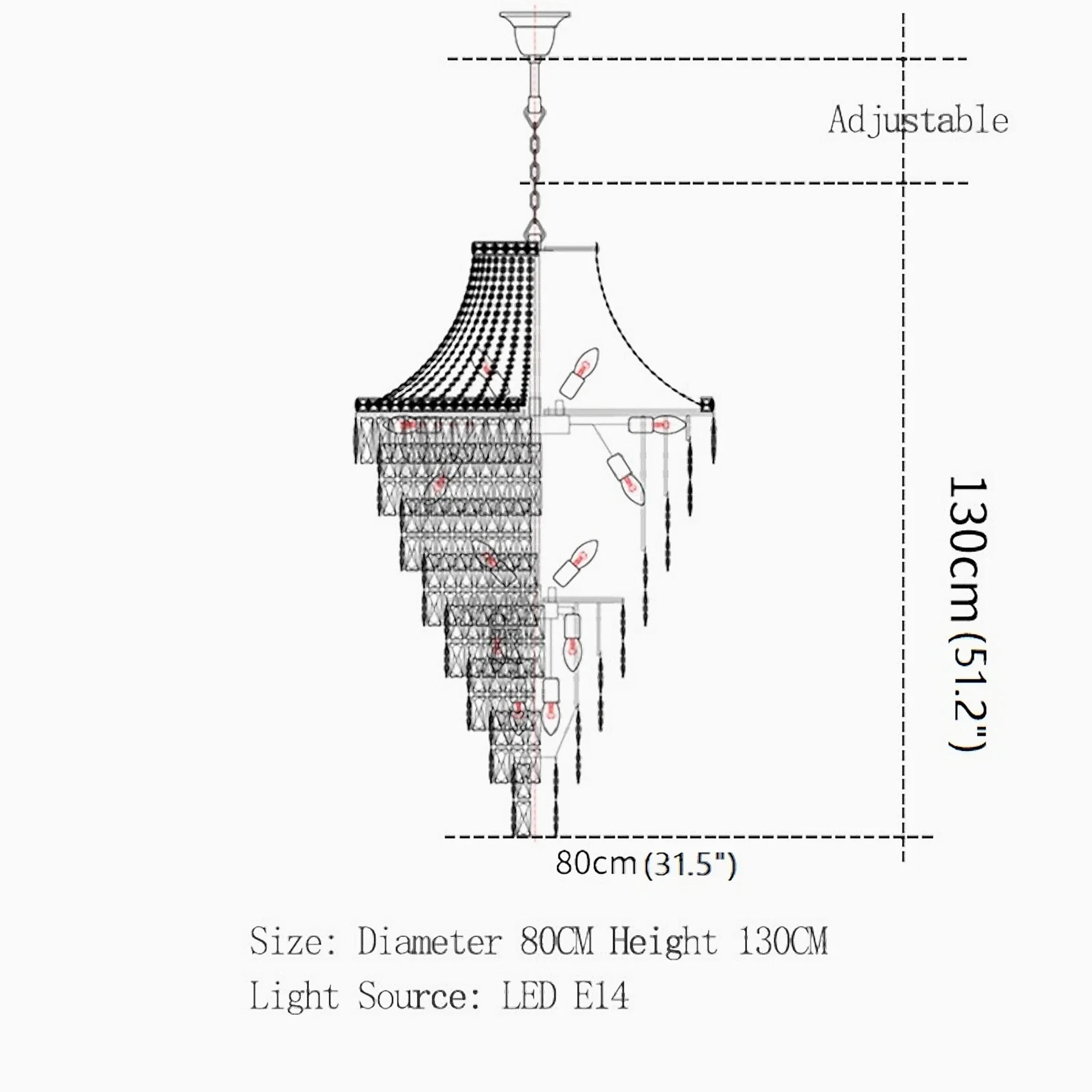 Dahlia Duplex Spiral Crystal Stairway Chandelier - Chandeliers | Lucera Lighting