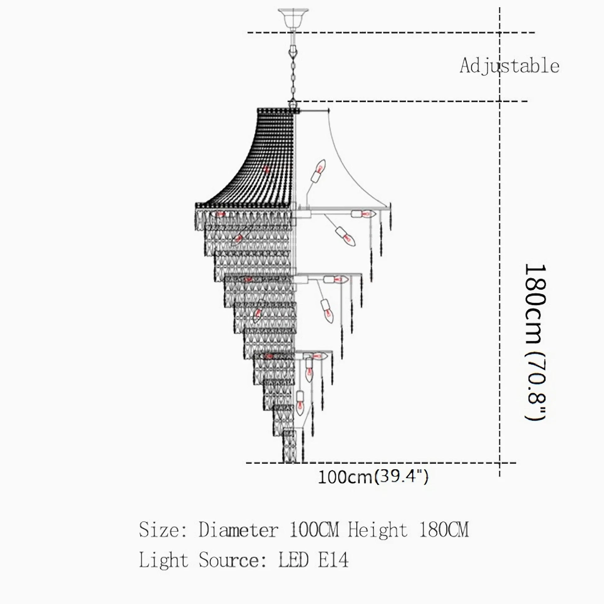 Dahlia Duplex Spiral Crystal Stairway Chandelier - Chandeliers | Lucera Lighting