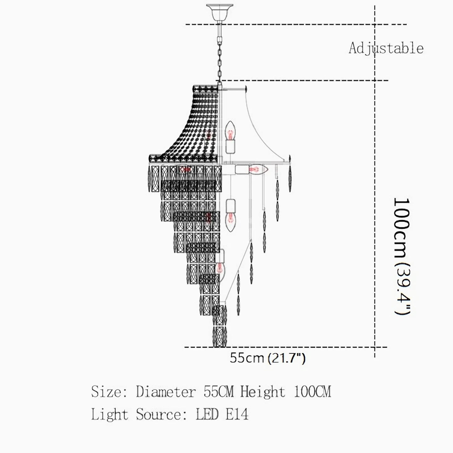 Dahlia Duplex Spiral Crystal Stairway Chandelier - Chandeliers | Lucera Lighting
