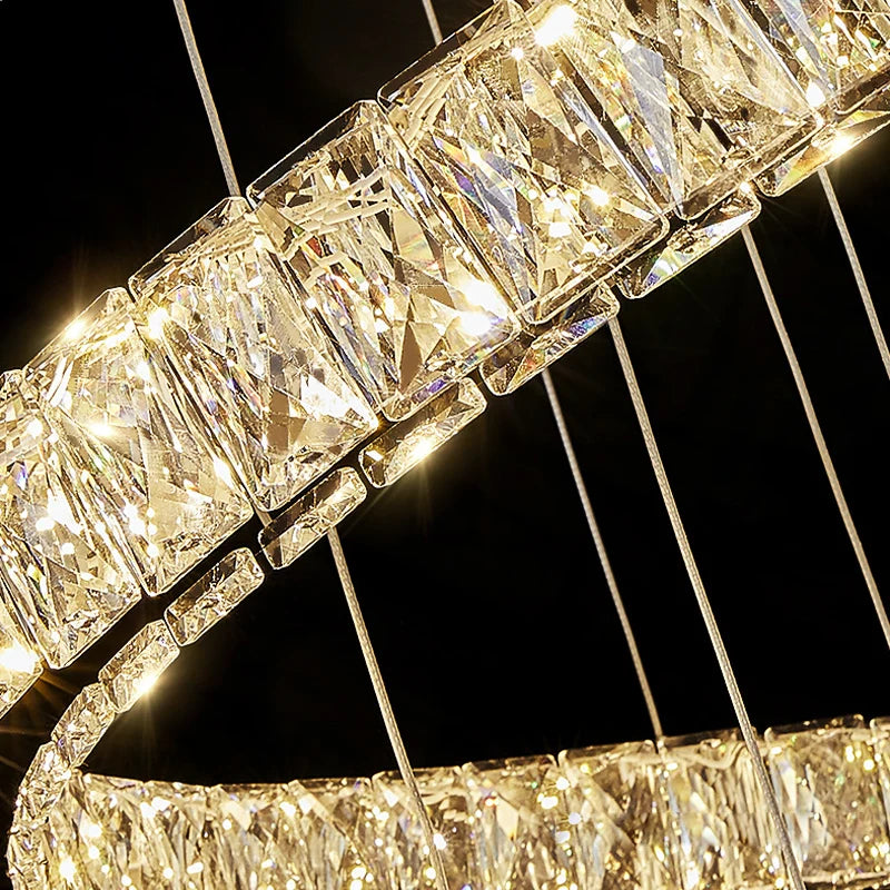 Wulf Long Spiral Hanging Crystal Golden Chandelier - Chandeliers | Lucera Lighting