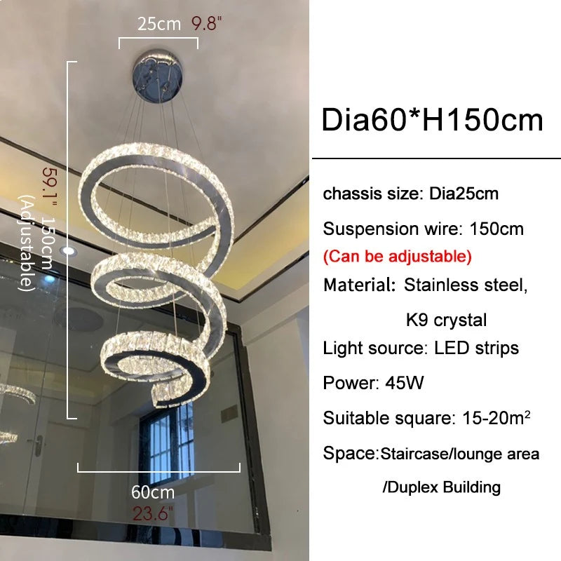 Wulf Long Spiral Hanging Crystal Golden Chandelier - Chandeliers | Lucera Lighting